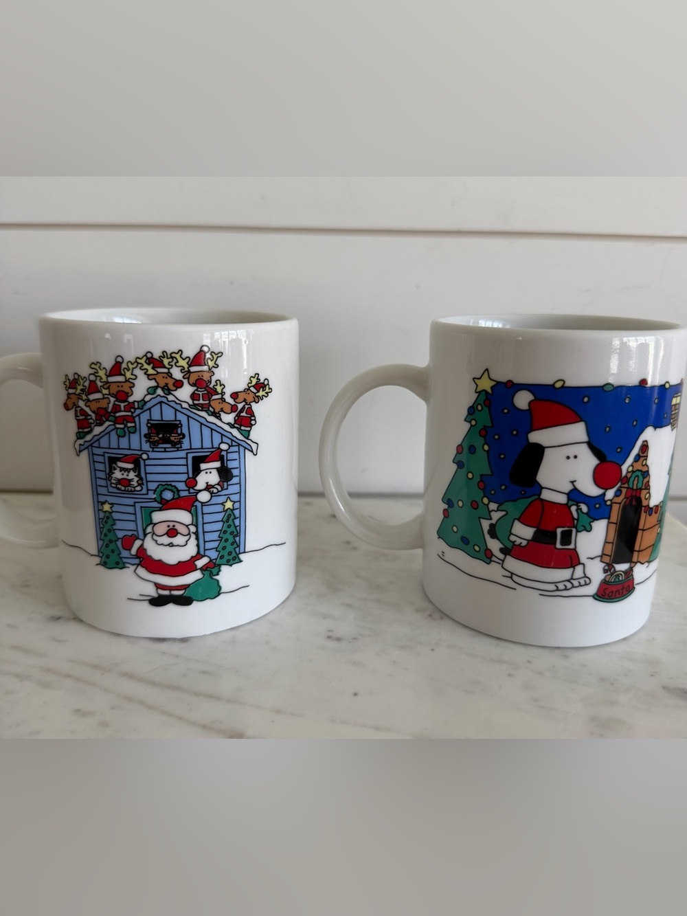 Vintage Sanyei Christmas Mugs Set of 2
